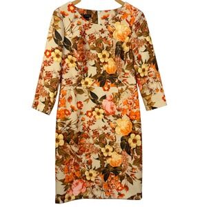 Talbots Golden Blossom Floral Print Dress Size 8